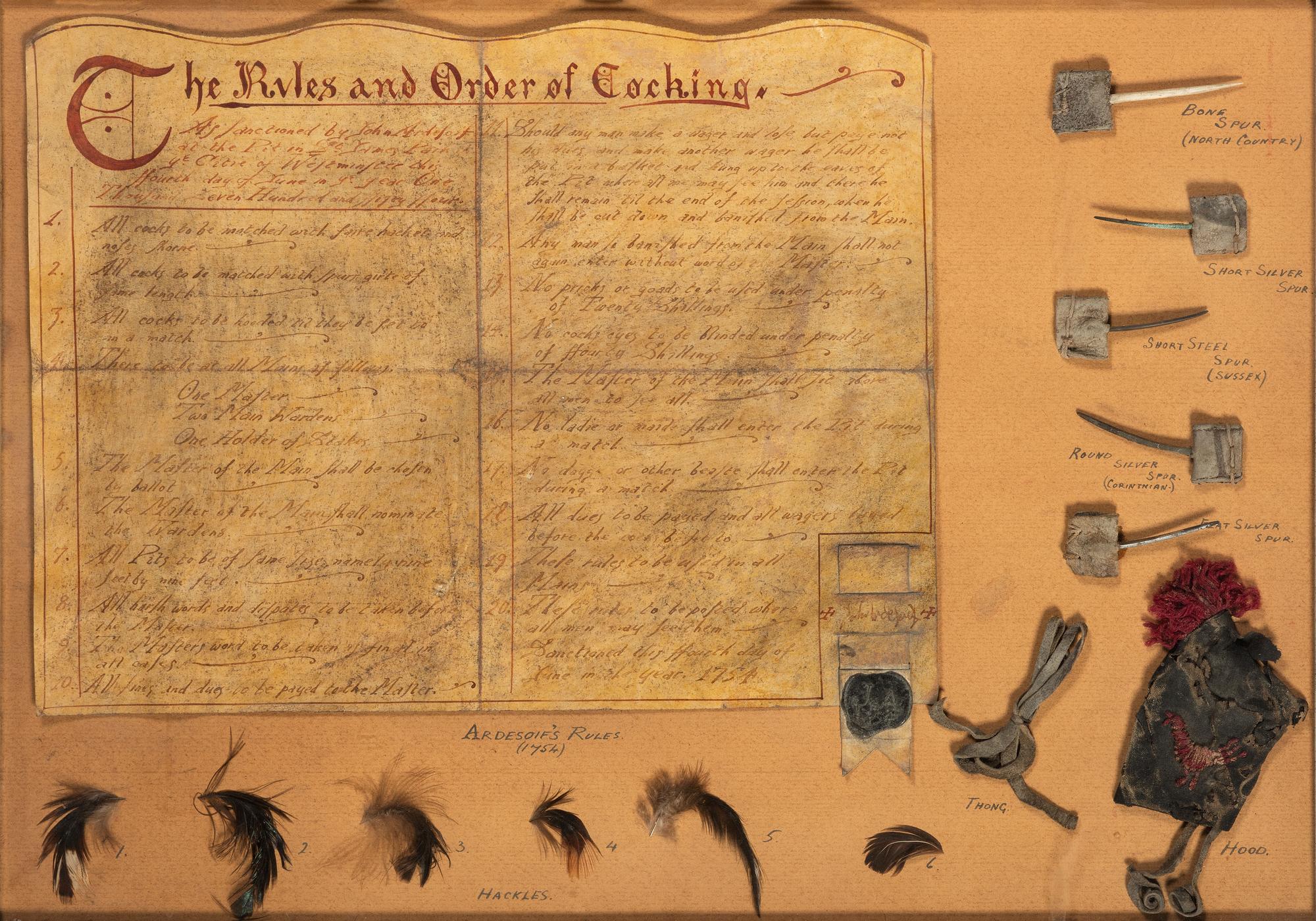 A Cock-fighting Rules Manuscript and Specimens