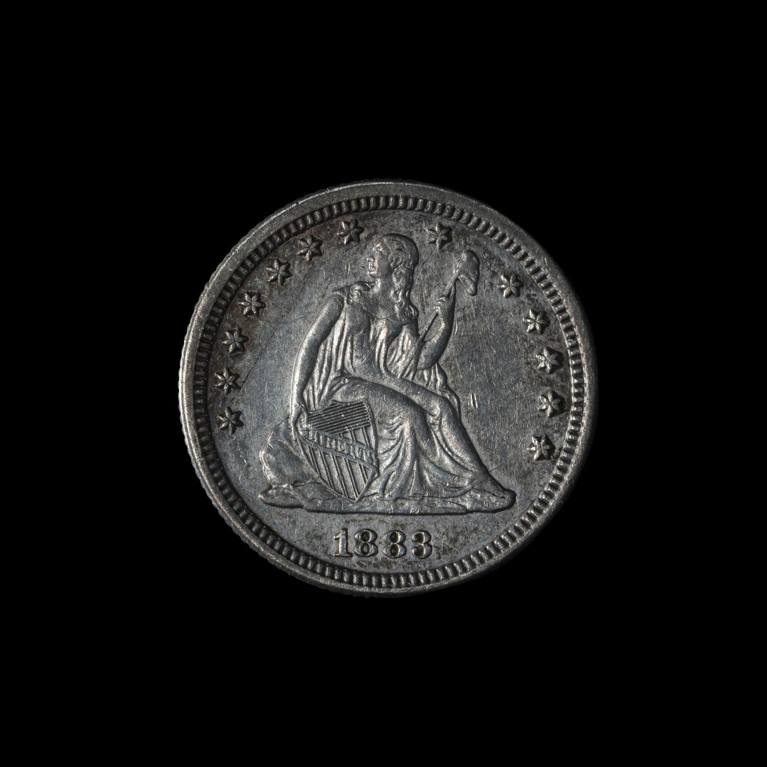 An 1883 Seated Liberty 25c Coin