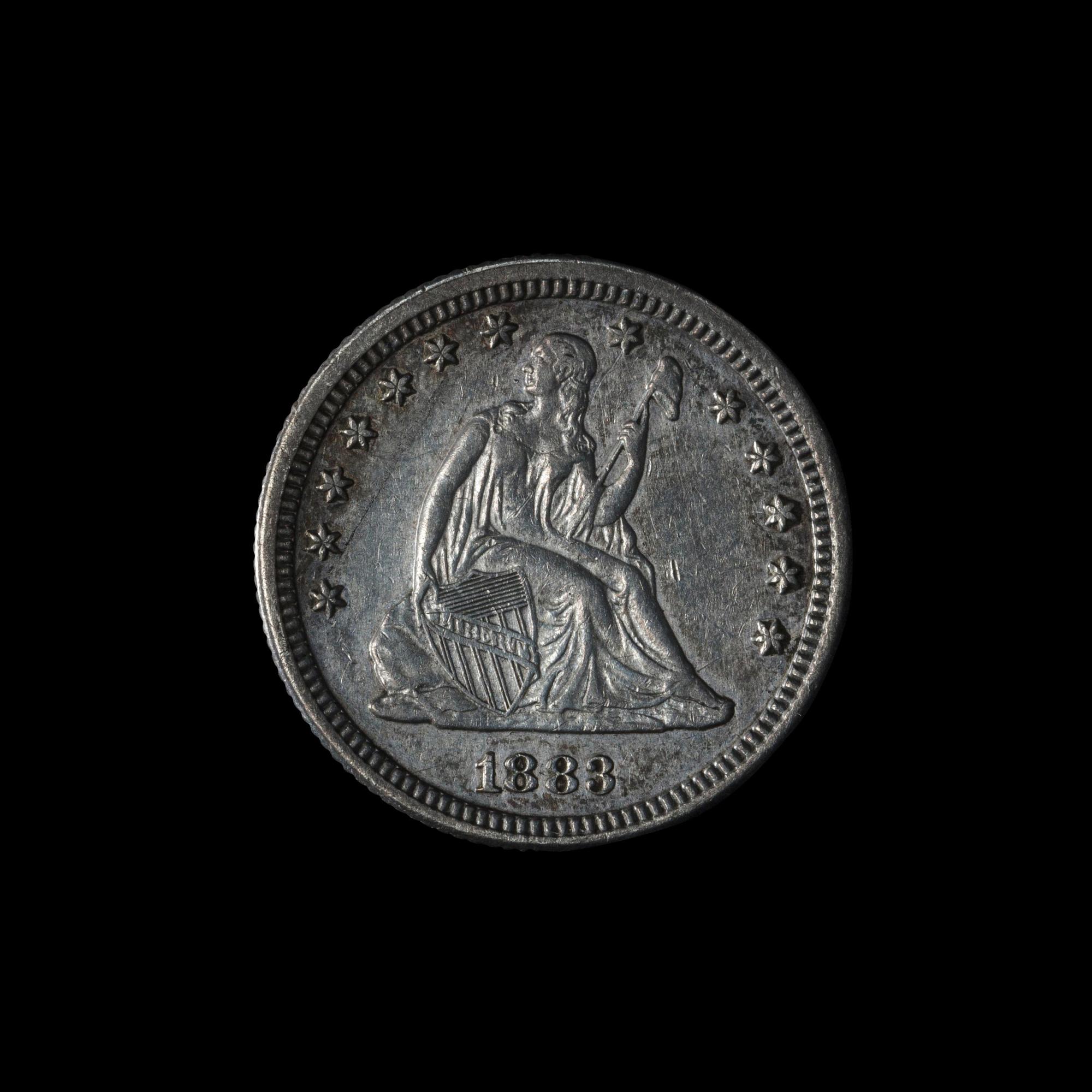 An 1883 Seated Liberty 25c Coin