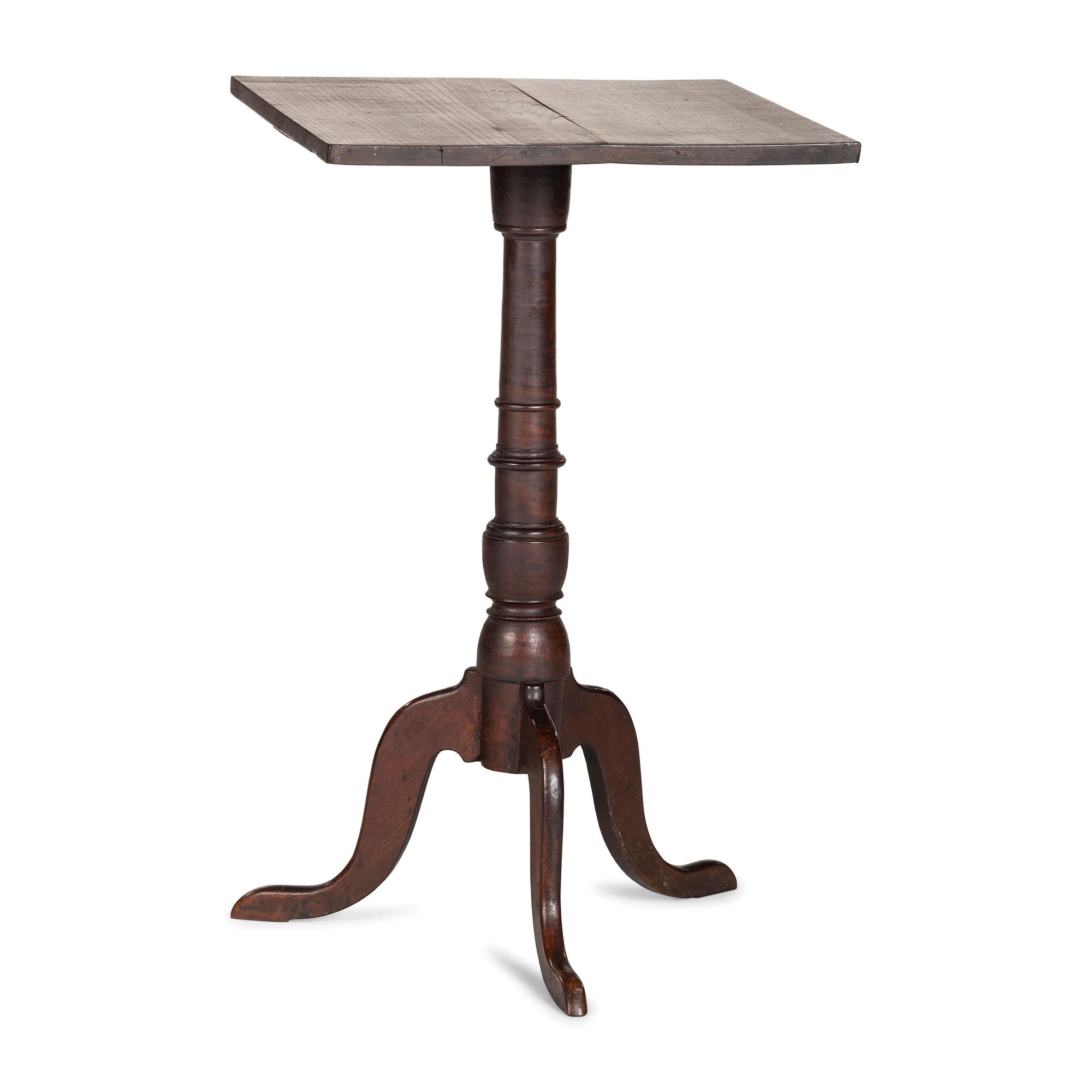 A Federal Maple and Cherrywood Square Top Candlestand