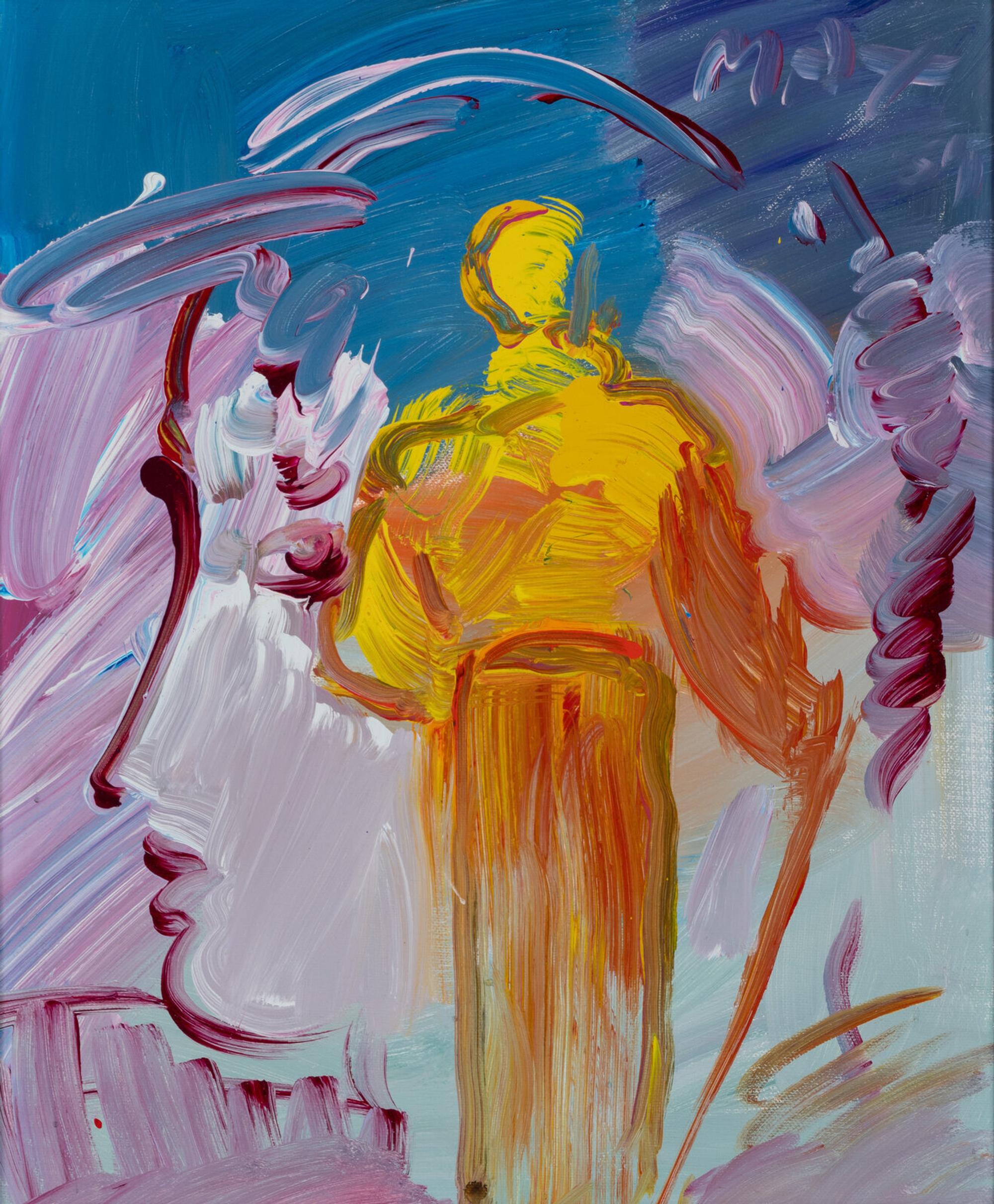 Zero on Black, 1990, Profile, and Lady Profile with Yellow Monk, 1989 (a group of three works)
