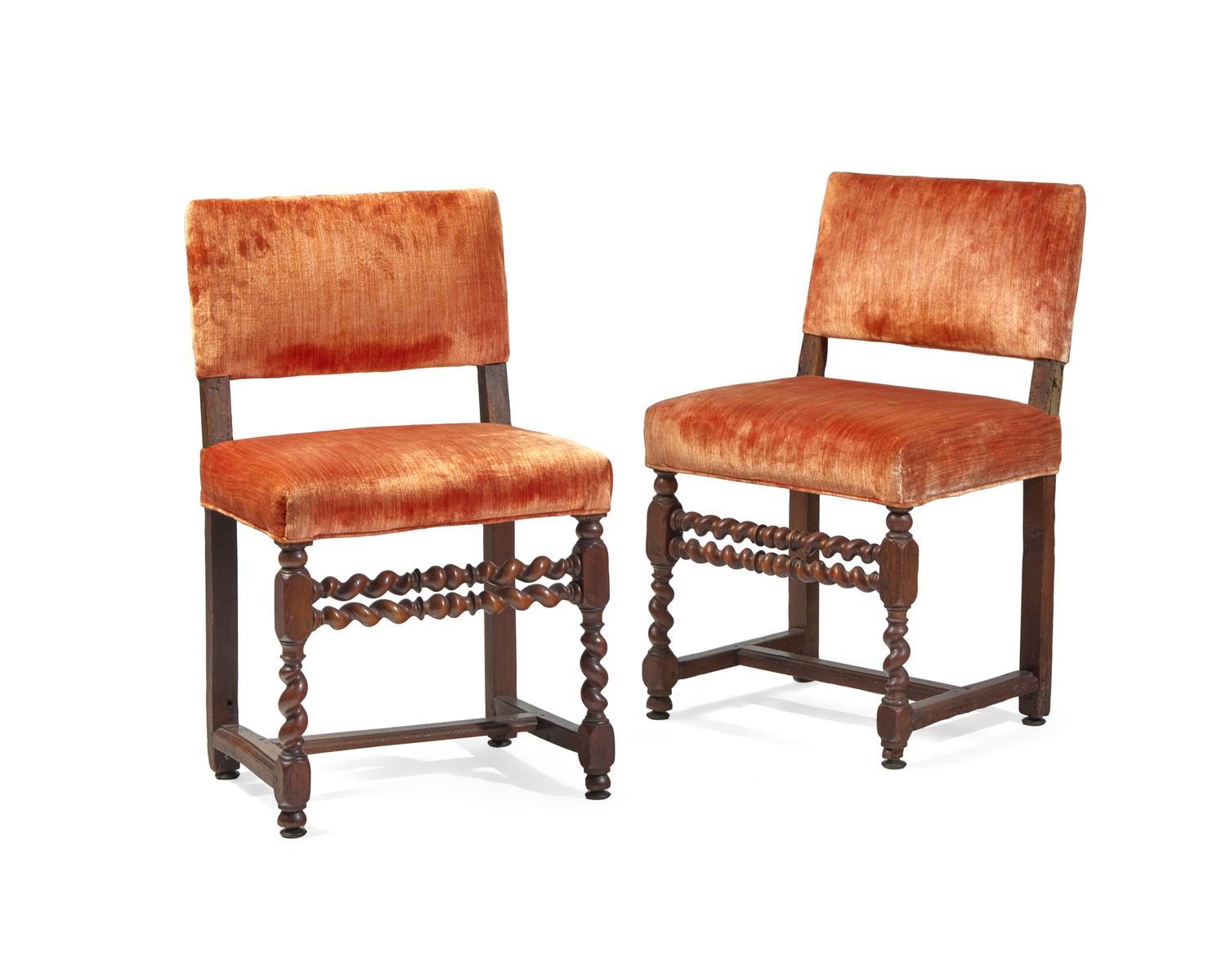 A Pair of Charles II Oak Side Chairs