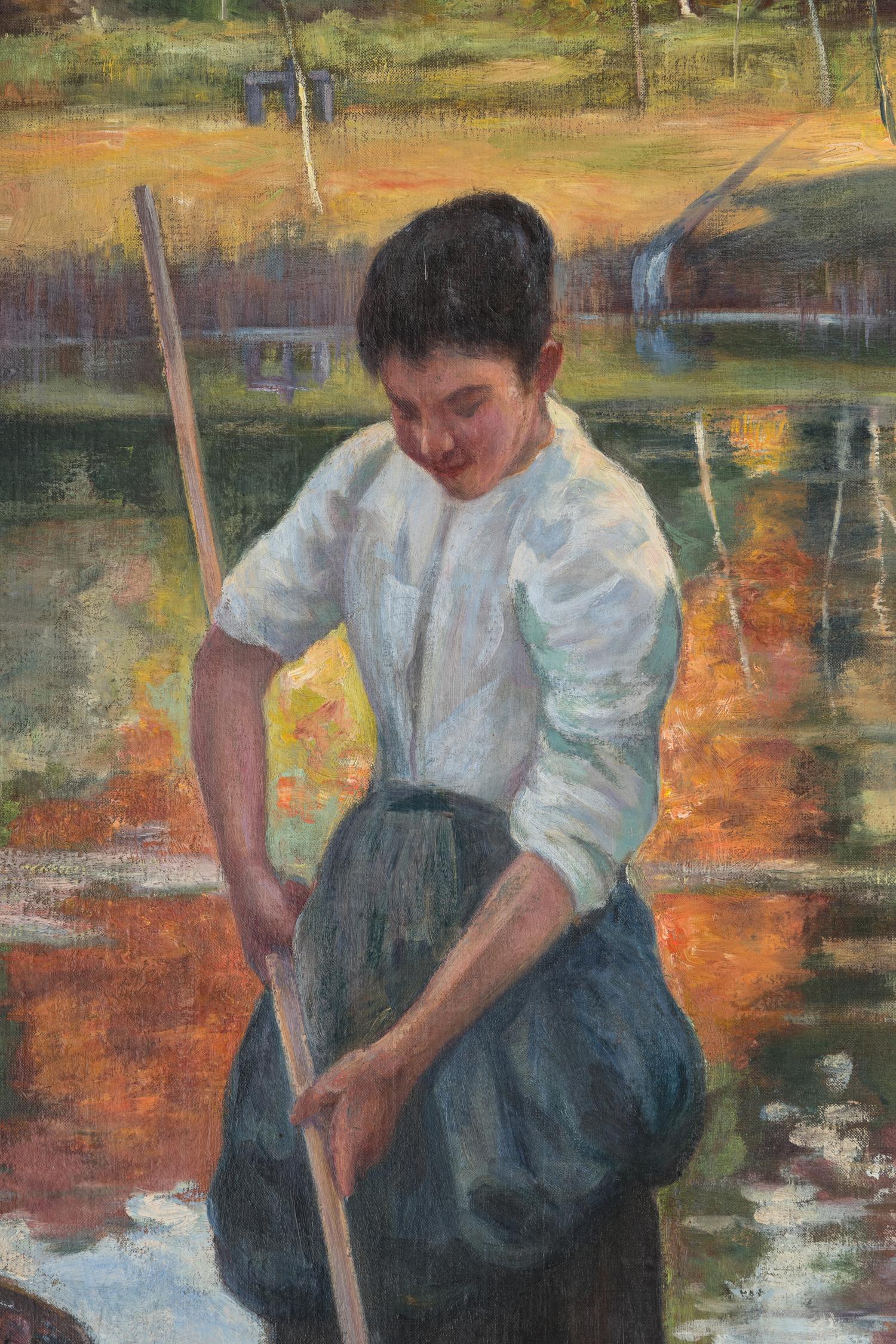 Woman Raking Leaves