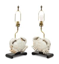 A Pair of Chinese Glazed Porcelain Crabs now Mounted as Lamps