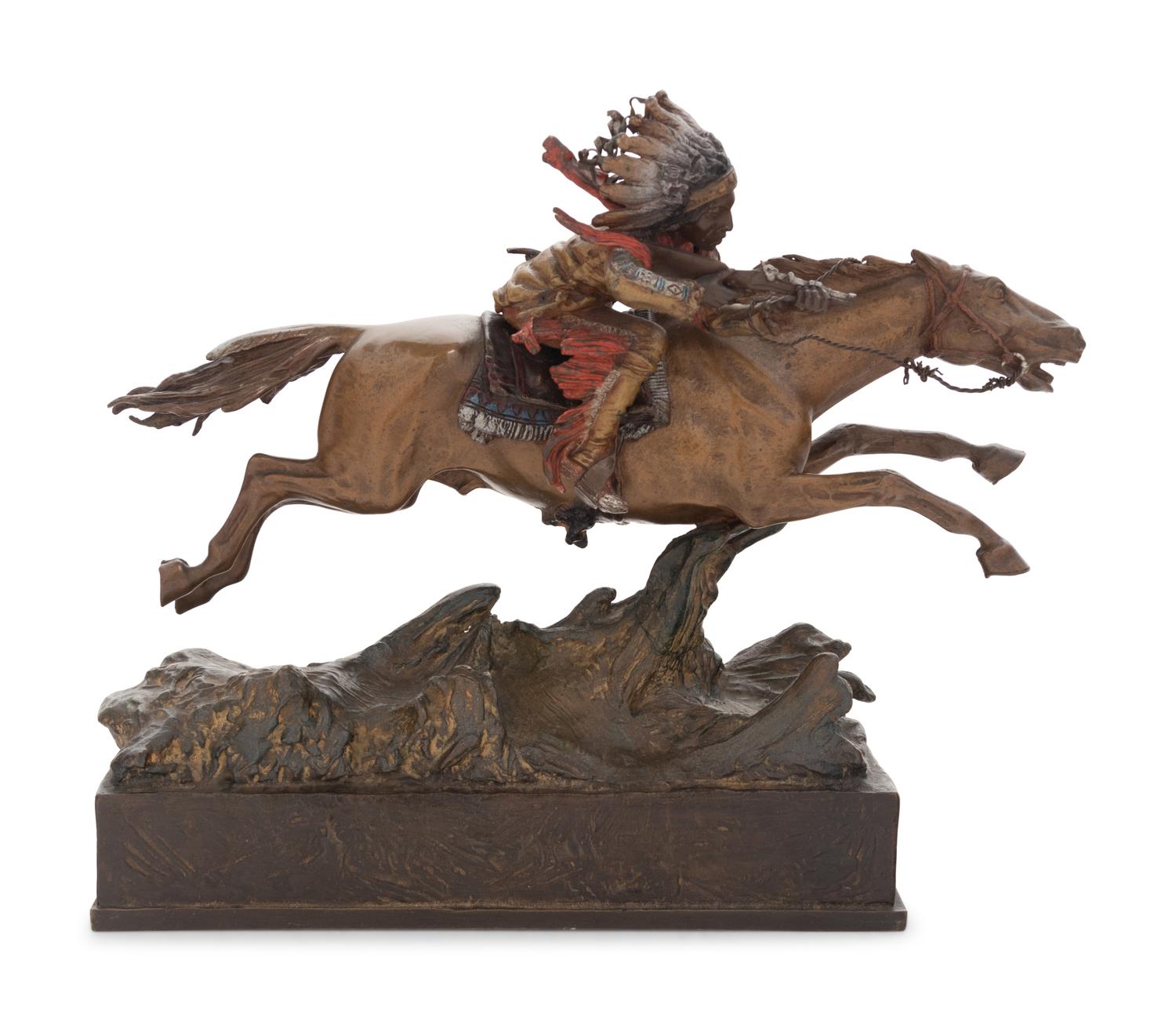 An Austrian Cold Painted Bronze Equestrian Figural Group
