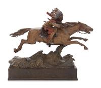An Austrian Cold Painted Bronze Equestrian Figural Group