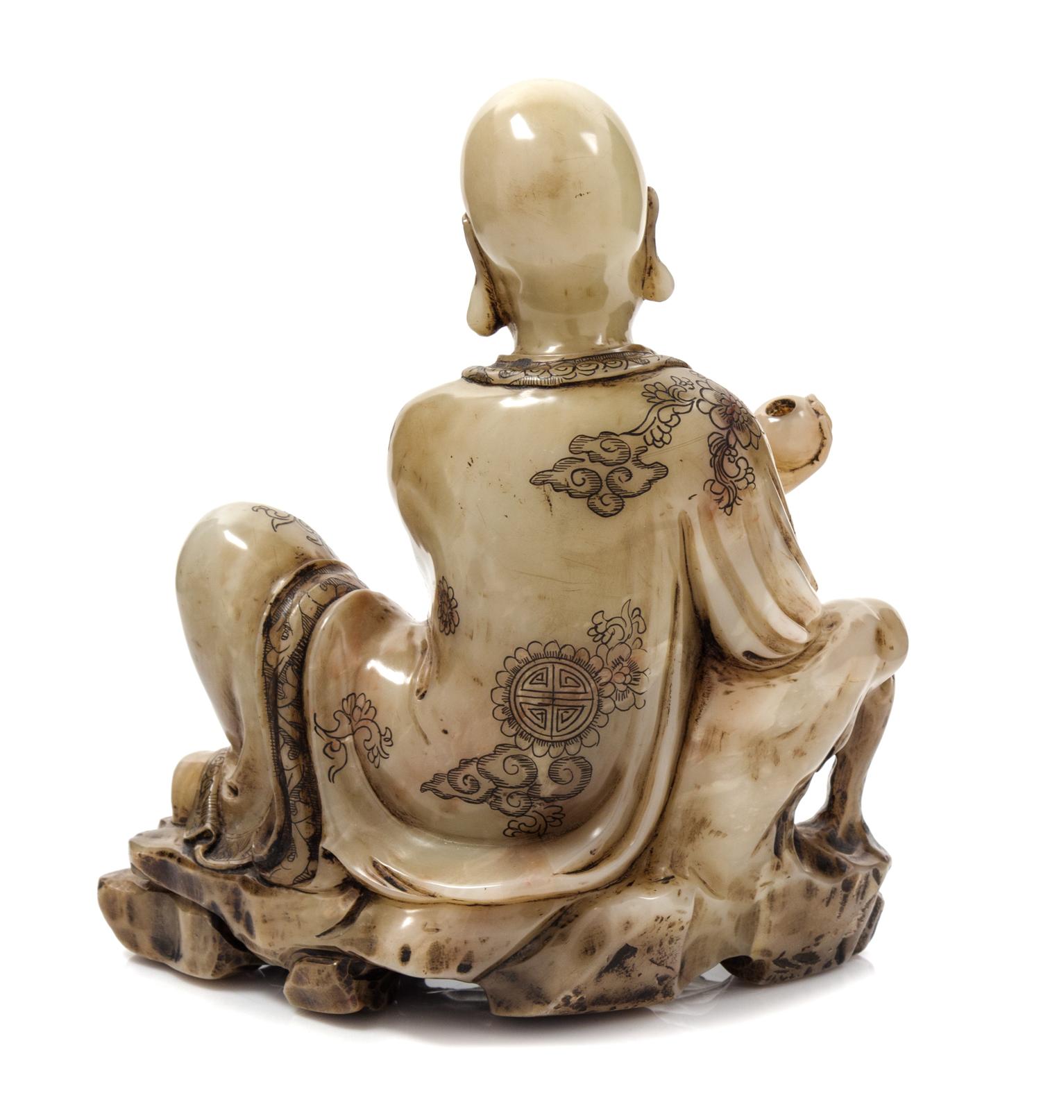 A Carved Soapstone Figure of Luohan