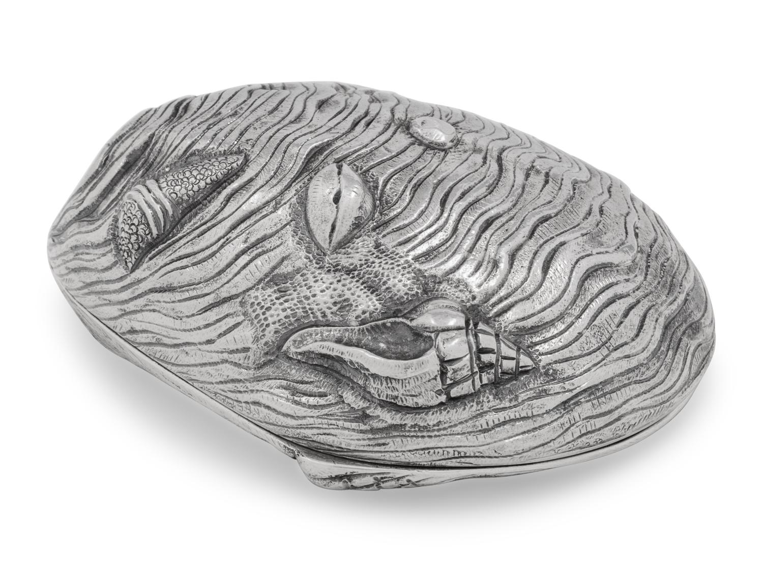 A Portuguese Silver and Silver Gilt Shell-Form Box