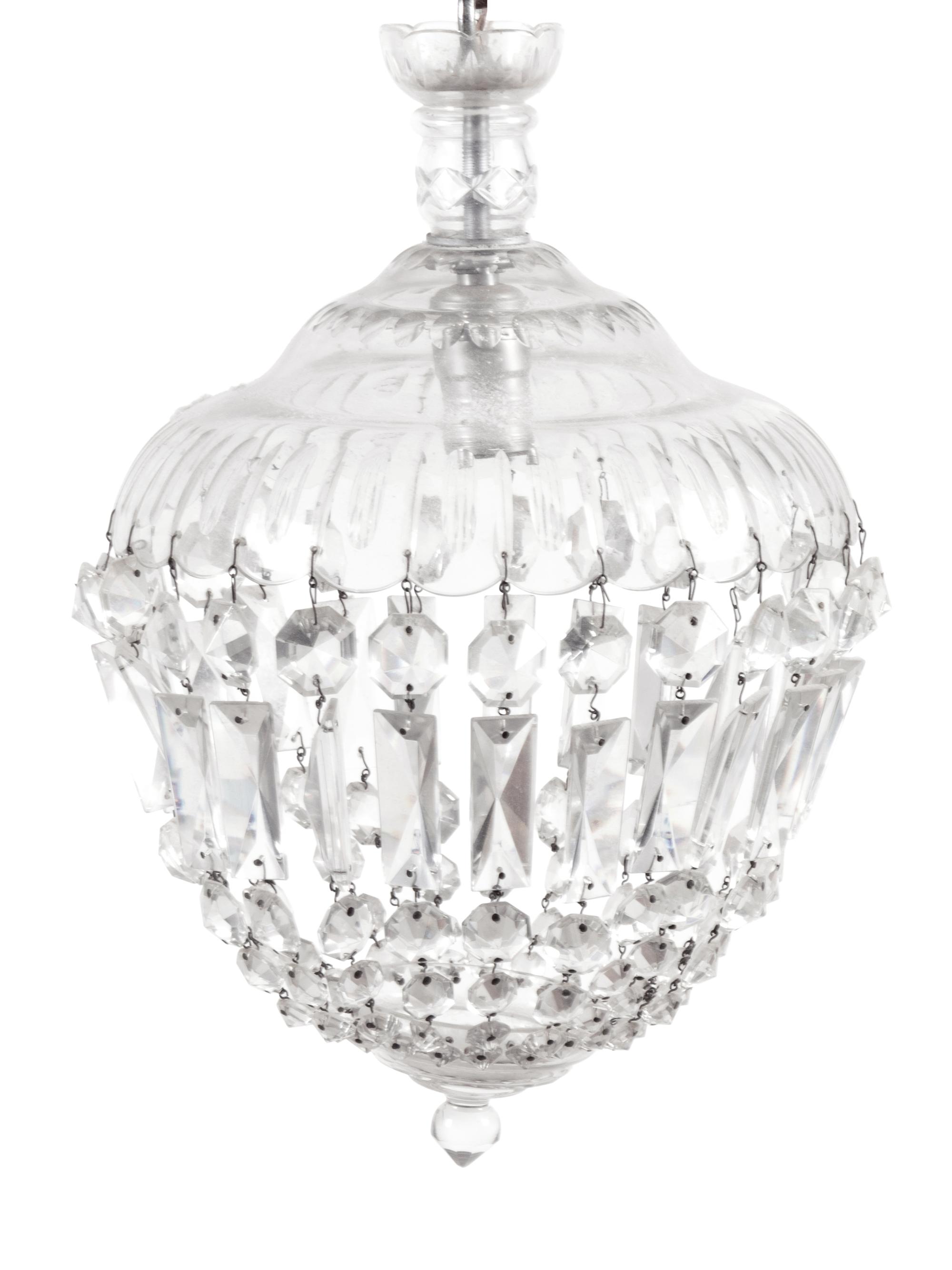 A Beaded Cut Glass Ceiling Fixture