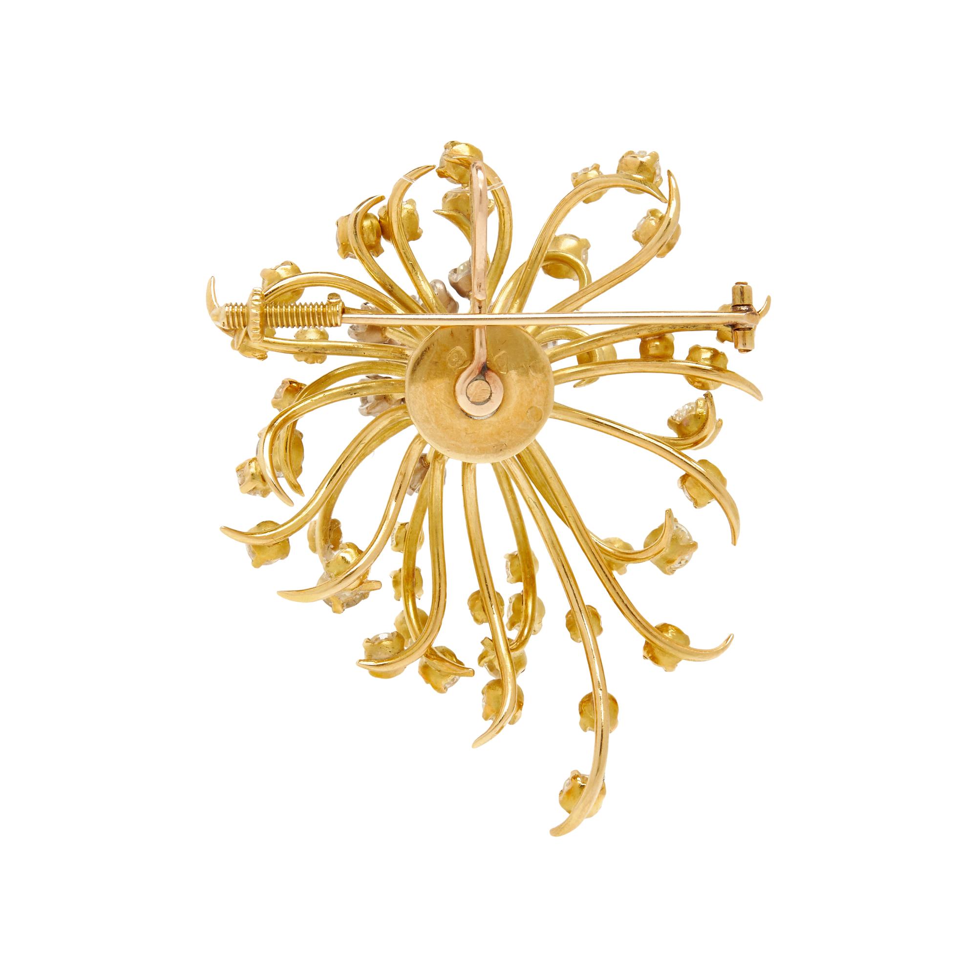 DIAMOND AND YELLOW GOLD ARTICULATED BROOCH/PENDANT