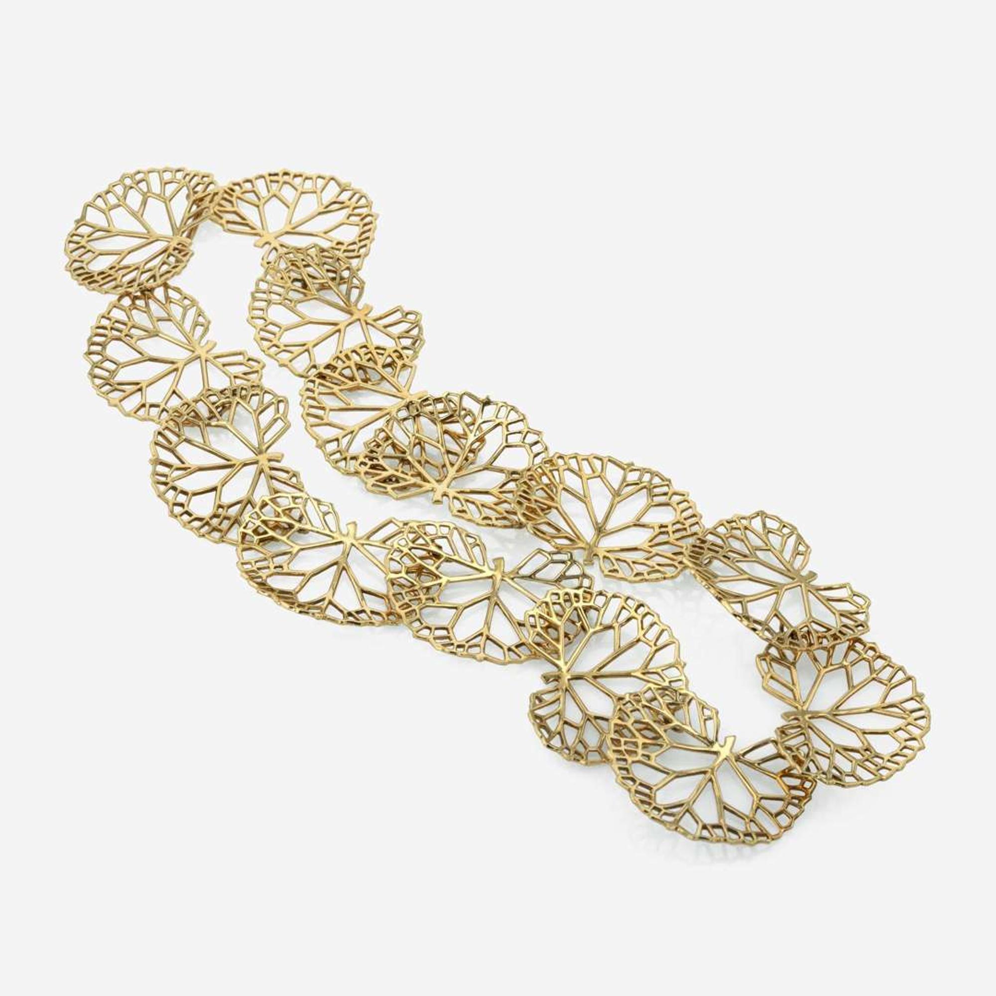 An 18K Yellow Gold Lily Pad Leaf Link Necklace by Angela Cummings Studios