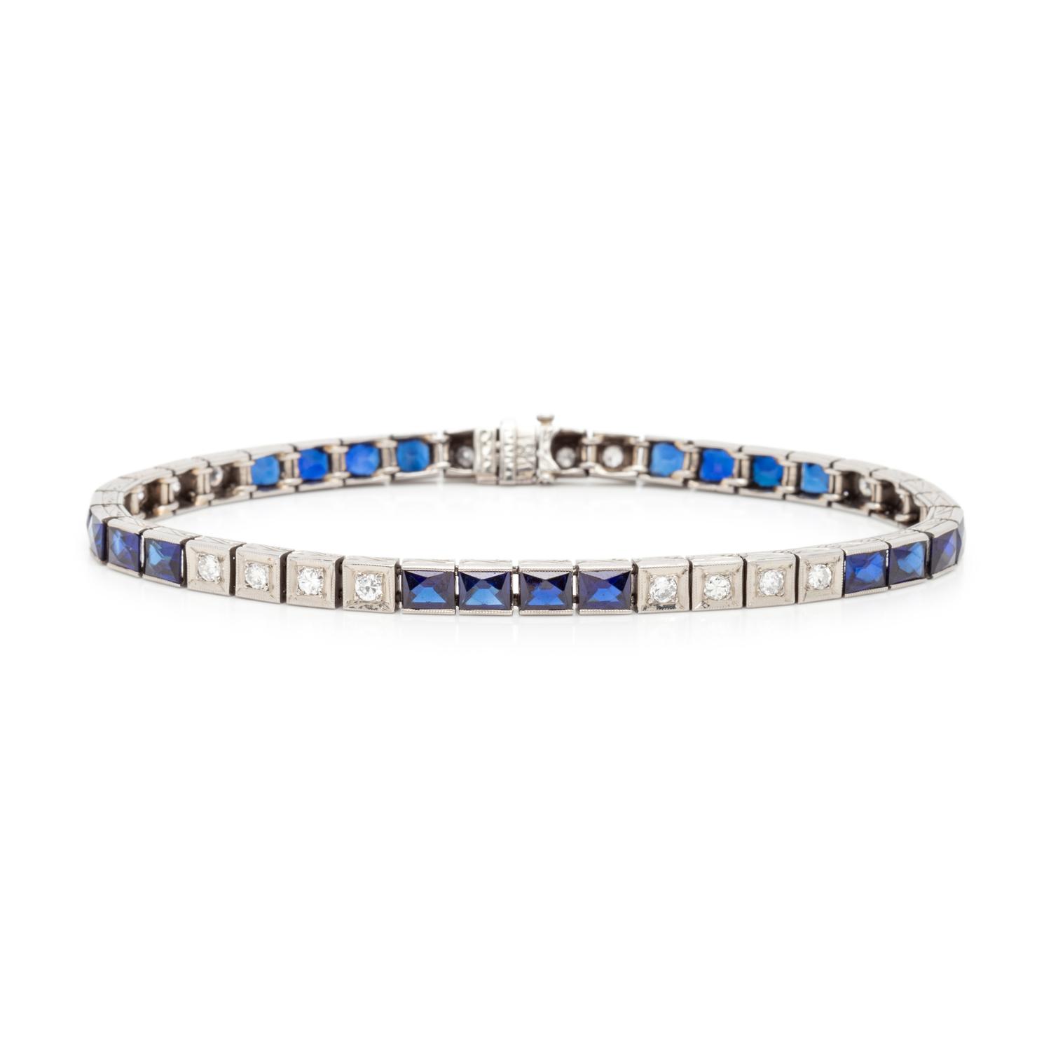 DIAMOND AND SYNTHETIC SAPPHIRE BRACELET