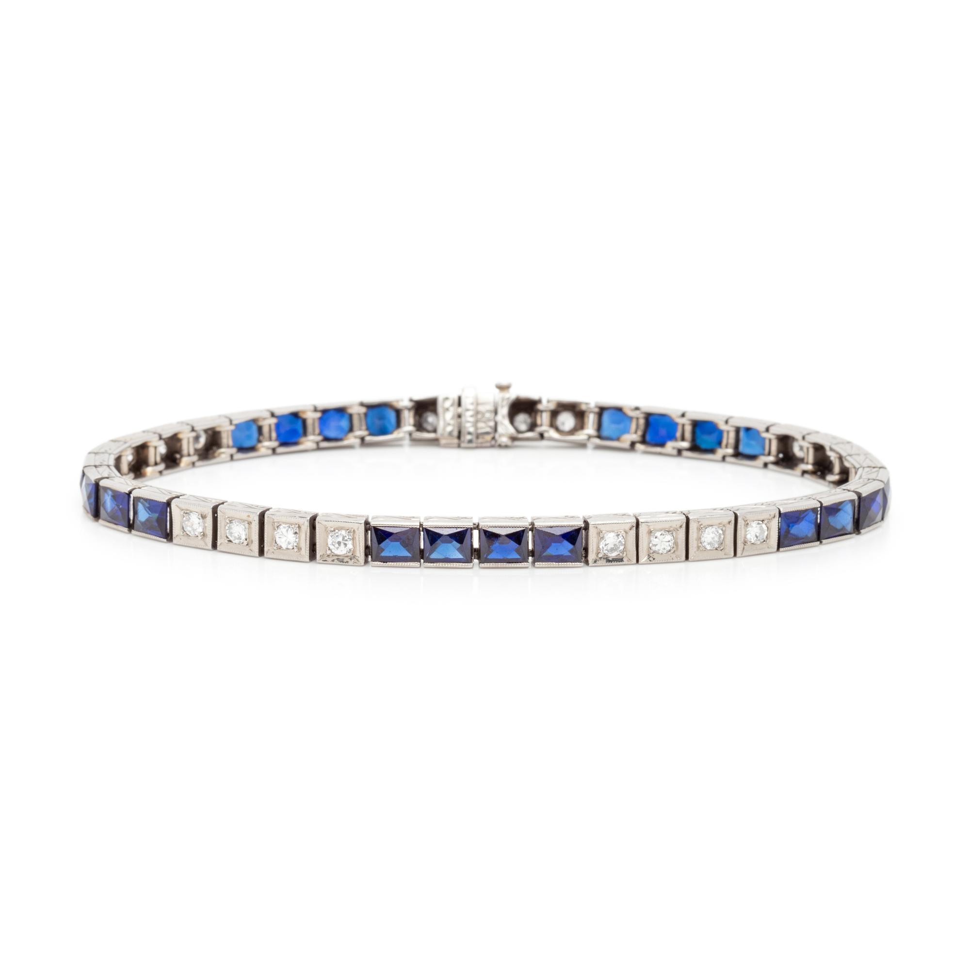 DIAMOND AND SYNTHETIC SAPPHIRE BRACELET