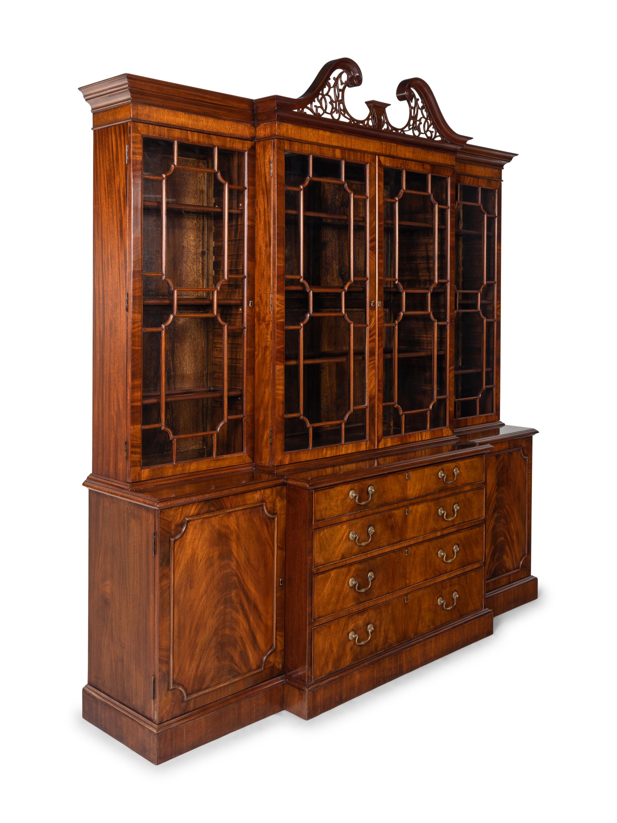 A George III Style Mahogany Breakfront Bookcase