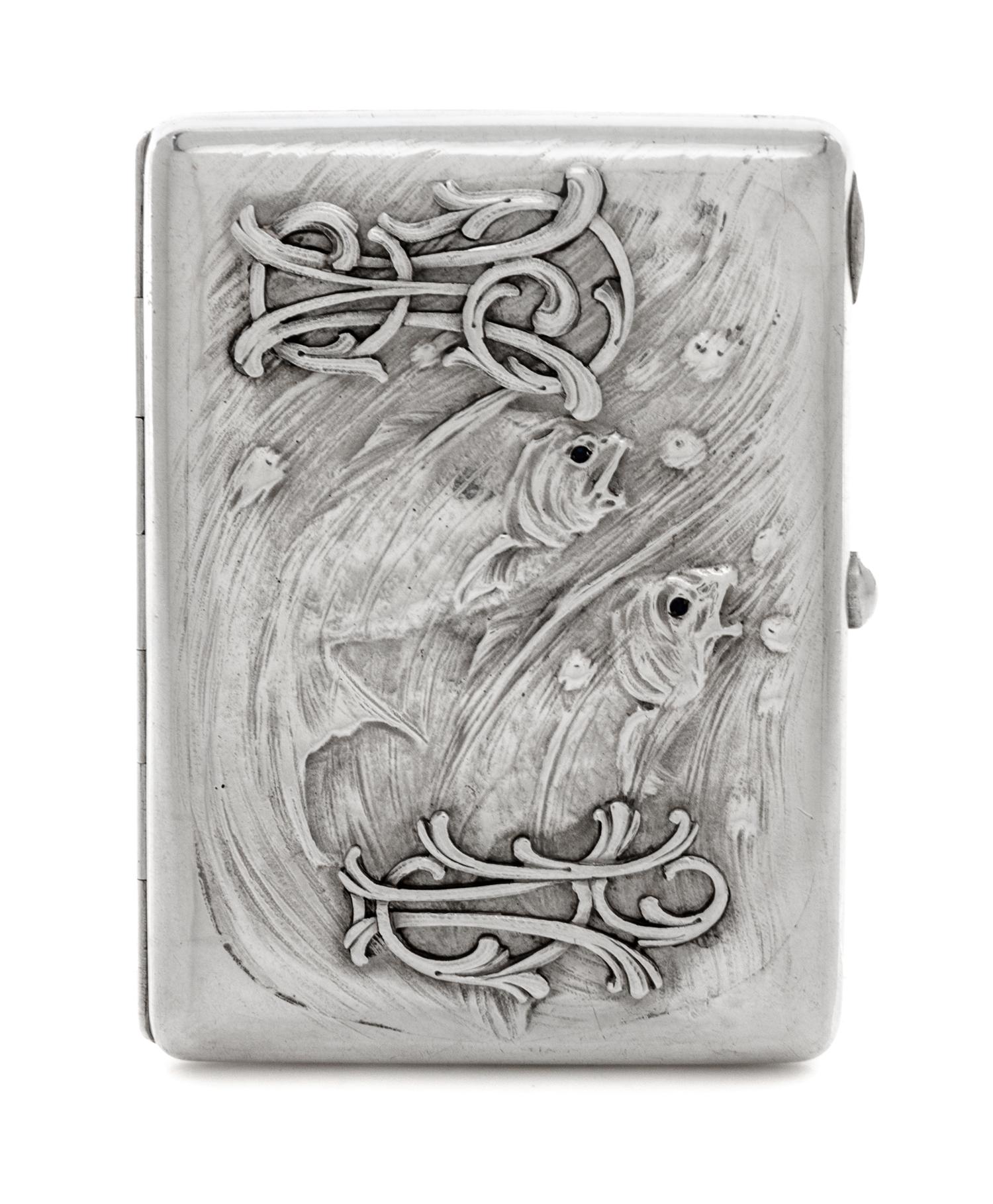 A Russian Silver and Jeweled Cigarette Case, Mark of Pytor Abrosimov, kokoshnik mark of Ivan Lebedkin, Moscow, late 19th/early 20th cen