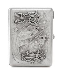 A Russian Silver and Jeweled Cigarette Case, Mark of Pytor Abrosimov, kokoshnik mark of Ivan Lebedkin, Moscow, late 19th/early 20th cen