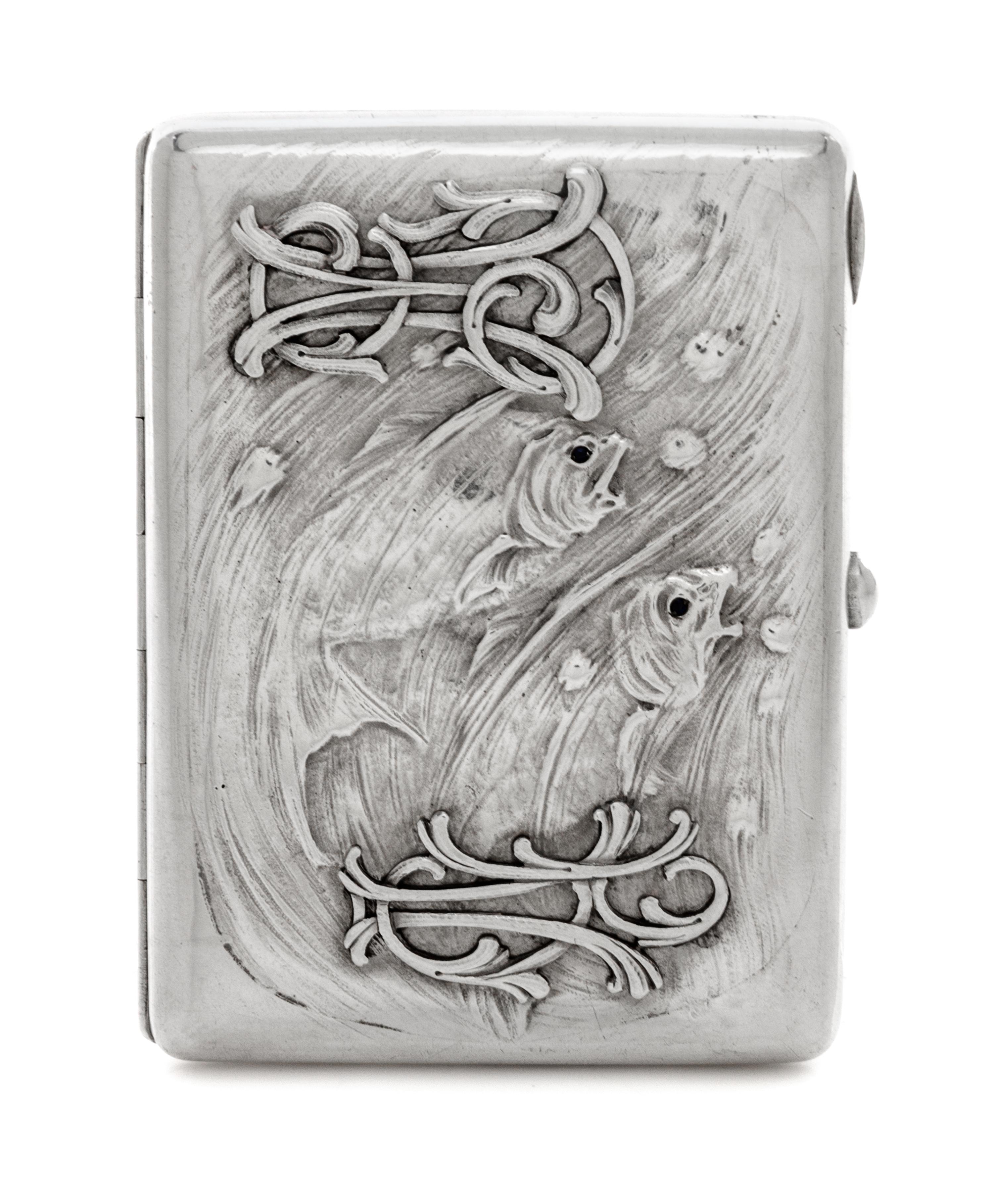 A Russian Silver and Jeweled Cigarette Case, Mark of Pytor Abrosimov, kokoshnik mark of Ivan Lebedkin, Moscow, late 19th/early 20th cen