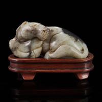 A Chinese jade carving of a recumbent horse 玉雕卧马 Ming dynasty-early Qing dynasty ????