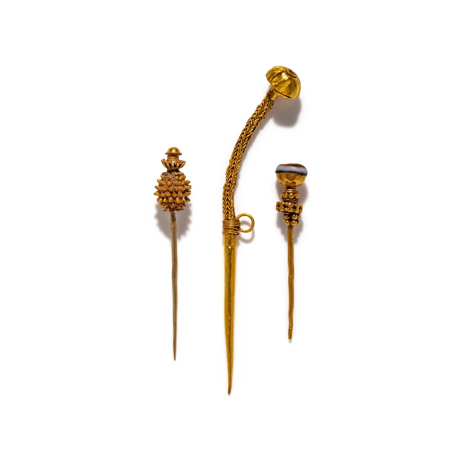 Three Greco-Roman Gold Stickpins