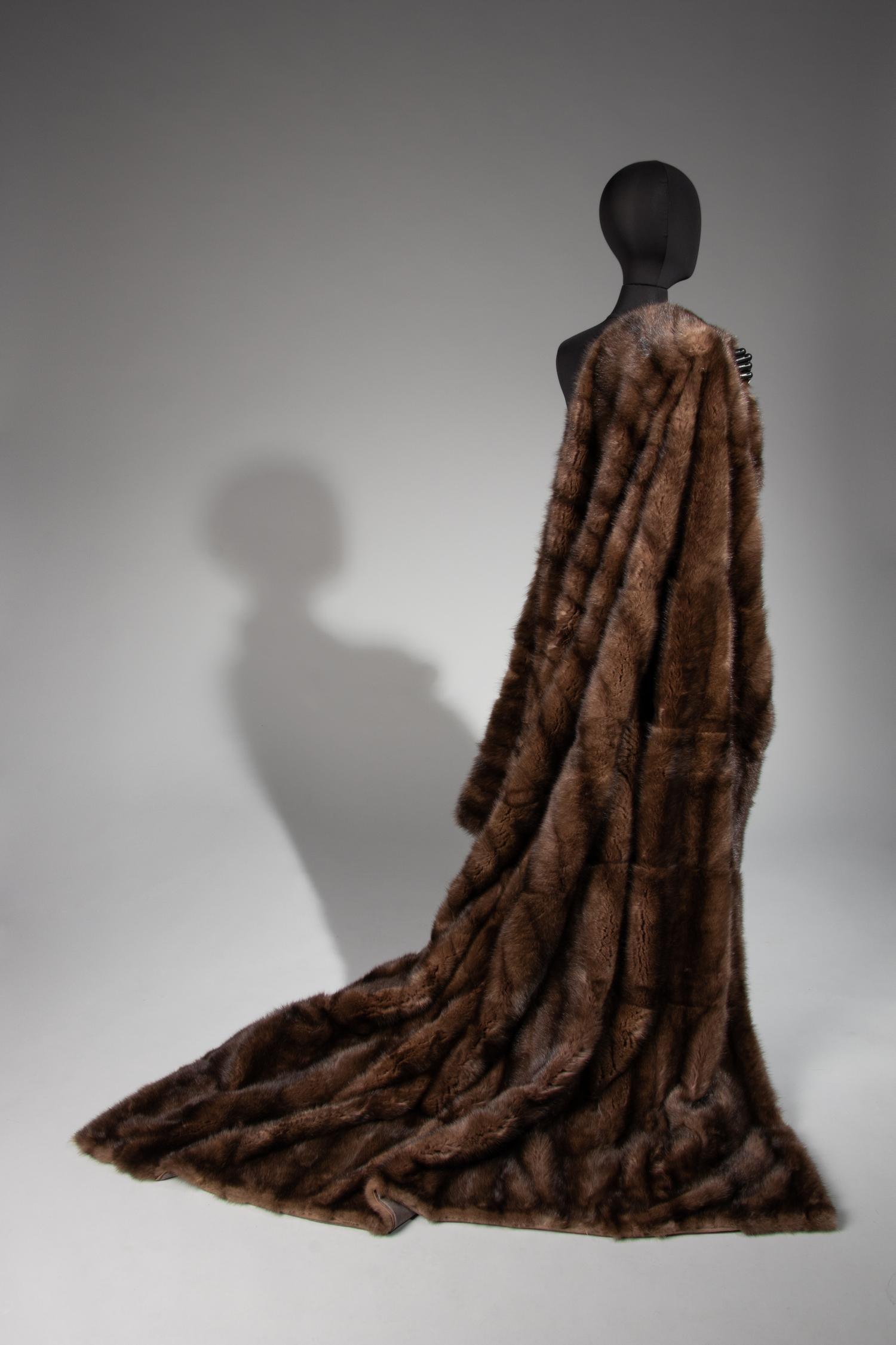 Sable Fur Blanket Lined with Gray Wool, Attributed to J. Mendel