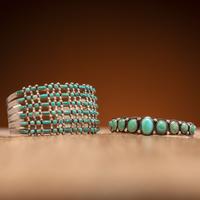Zuni and Navajo Silver and Turquoise Cuff Bracelets