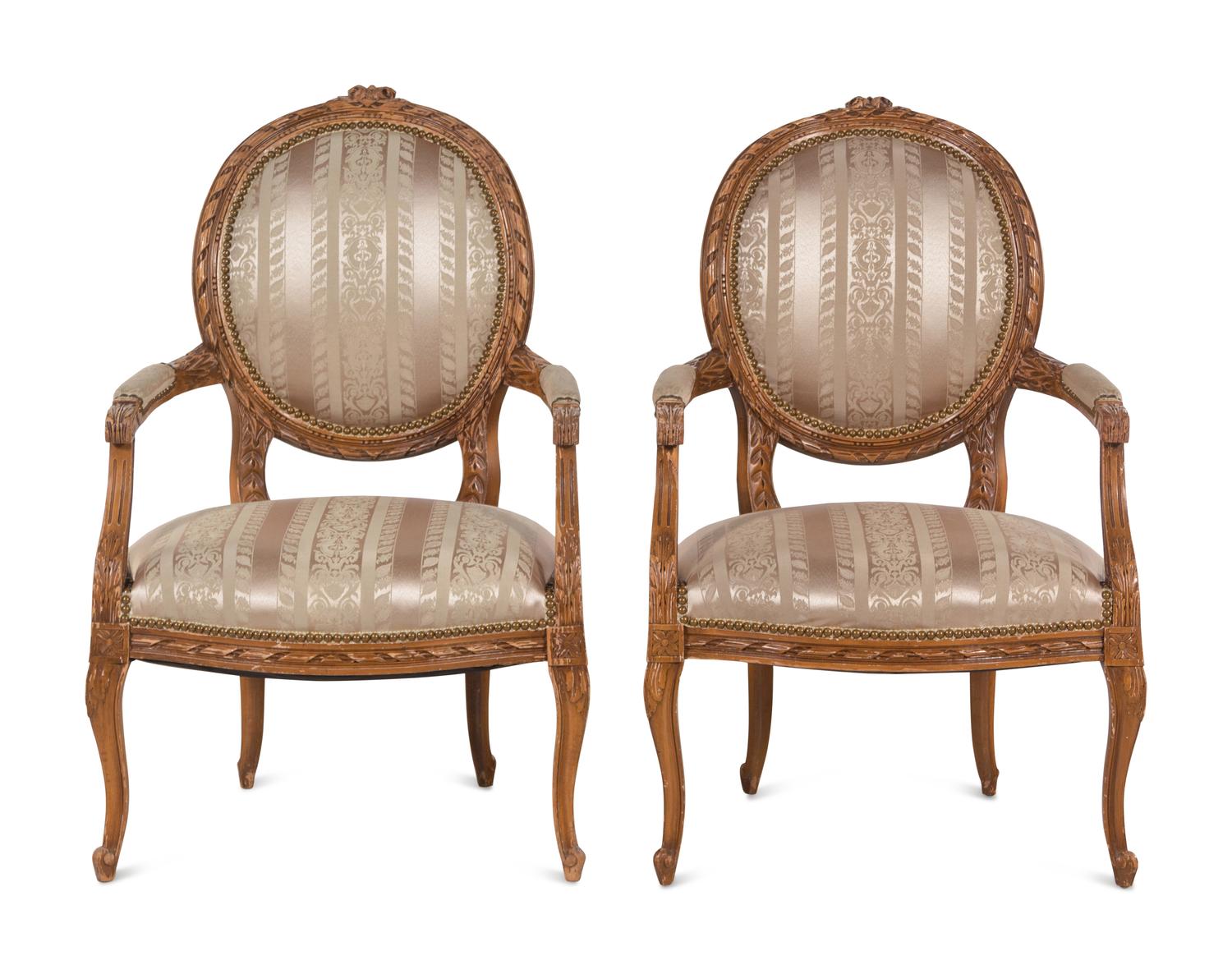 A Pair of Louis XVI Style Fauteuils