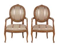 A Pair of Louis XVI Style Fauteuils
