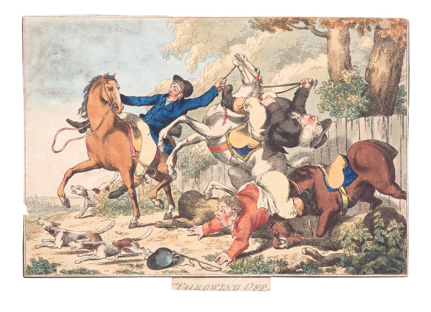 Thomas ROWLANDSON, after Image 8 1/2 x 12 3/4 inches. — In Full Cry- Throwing Off - At the Death