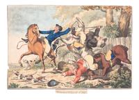 Thomas ROWLANDSON, after Image 8 1/2 x 12 3/4 inches. — In Full Cry- Throwing Off - At the Death