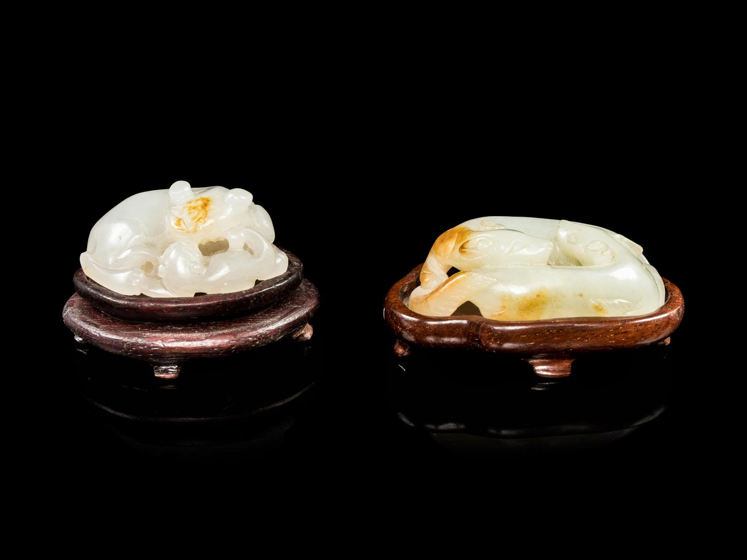 Two Celadon Jade Carvings of Animals