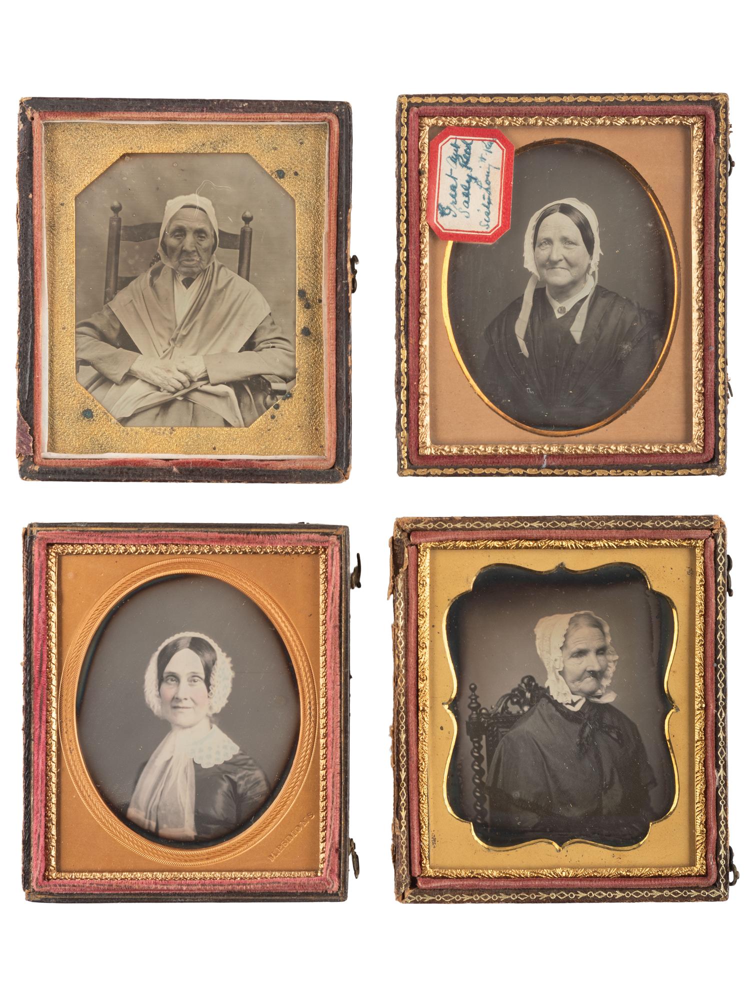 [EARLY PHOTOGRAPHY]. 26 sixth plate daguerreotype portraits of middle aged and older women wearing bonnets.