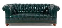 A Leather Upholstered Chesterfield Sofa Height 30 x width 78 inches. — SECOND HALF 20TH CENTURY