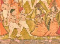 An Indian Pichwai depicting Gopis and Cowherds, 19th century or earlier, Gopis與牛群 十九世紀或更早