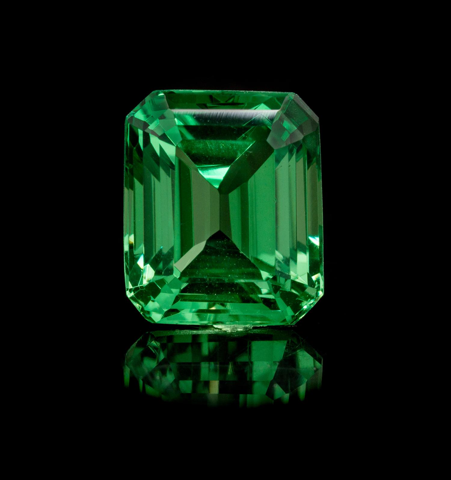 A 5.02 Carat Octagonal Step Cut Tsavorite Garnet, 5.02 carats.
