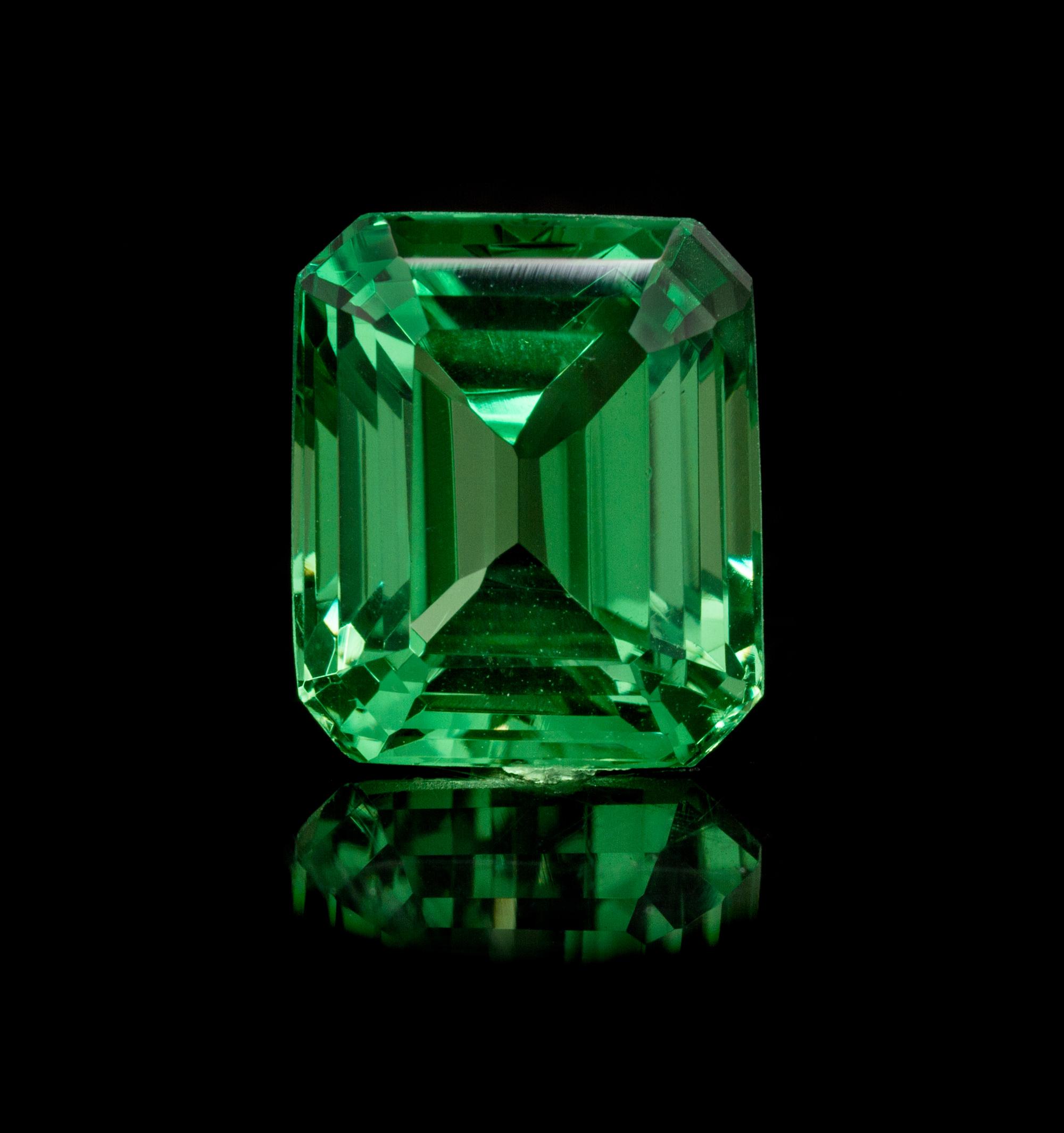 A 5.02 Carat Octagonal Step Cut Tsavorite Garnet, 5.02 carats.
