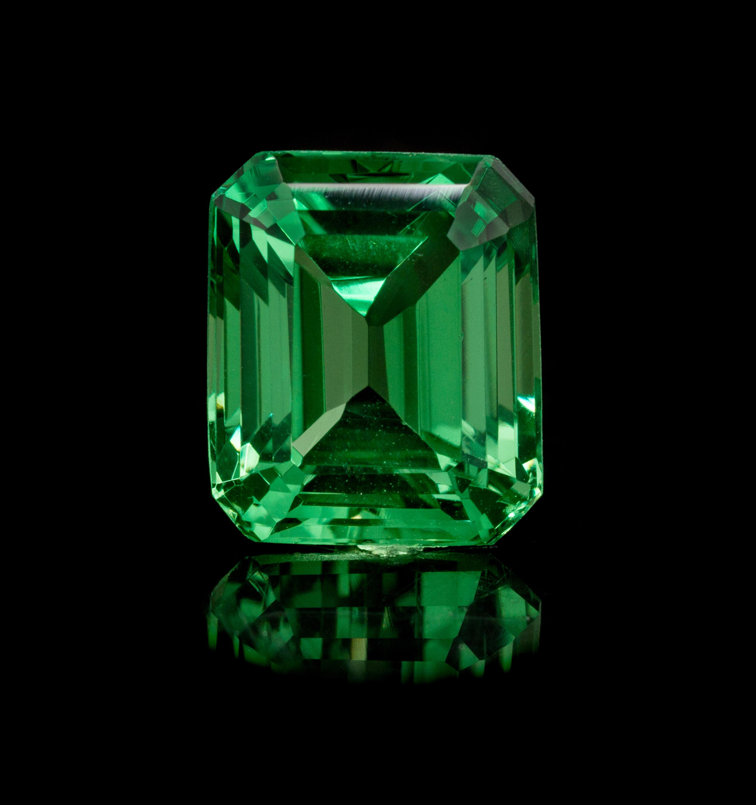 A 5.02 Carat Octagonal Step Cut Tsavorite Garnet, 5.02 carats.