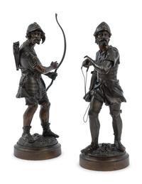 A Pair of French Patinated Bronze Figures