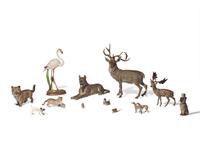 A collection of twelve cold-painted bronze animal figurines, Geschutzt, Vienna, Austria, late 19th century