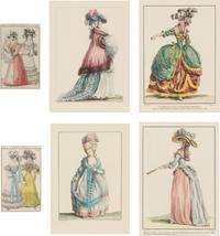 Two Sets of Four French Hand-Colored Costume Engravings