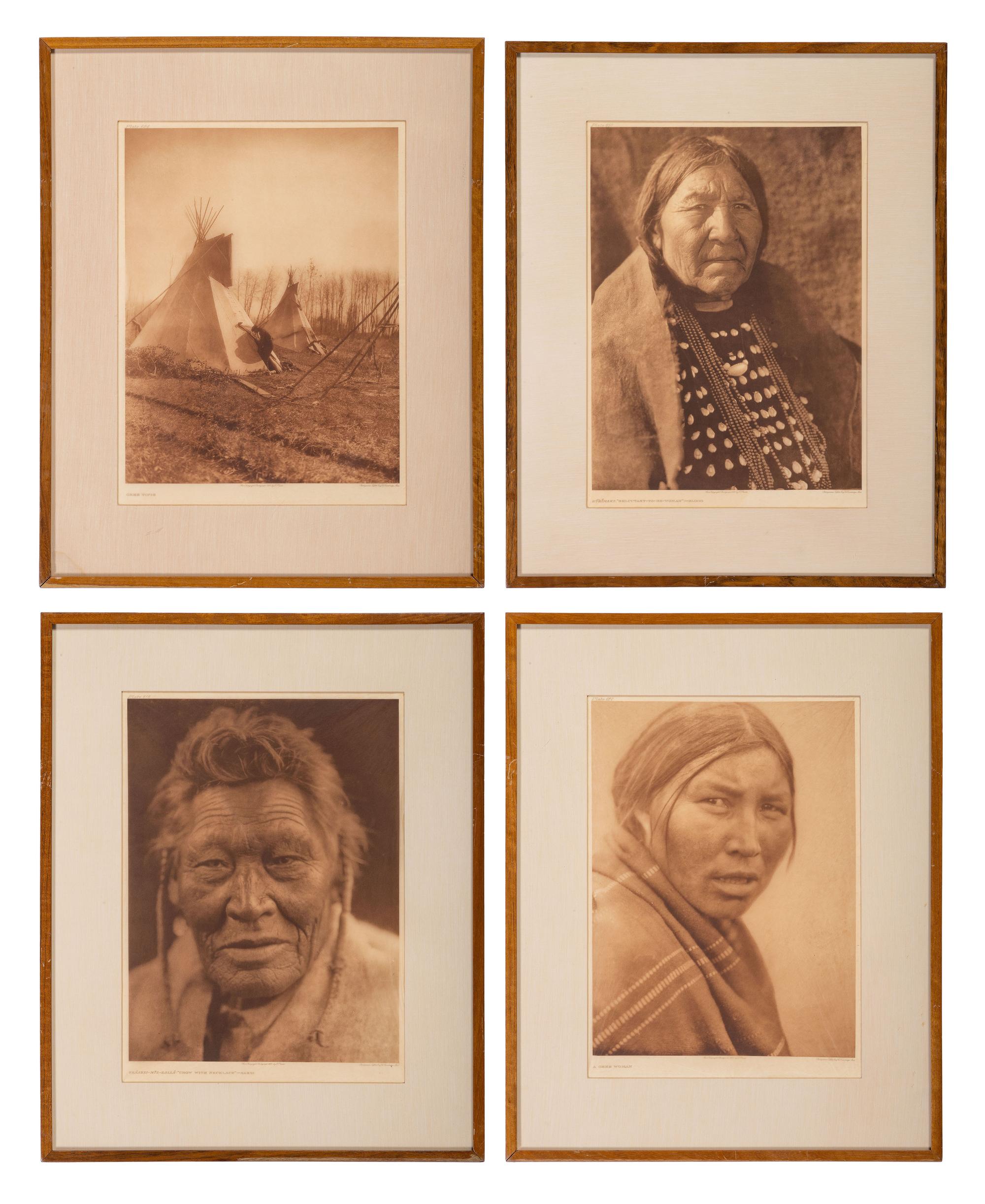 CURTIS, Edward (1868-1952), photographer. A group of 8 photogravures of Sarsi, Cree, Blood, and Blackfoot Indians.
