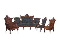 A Four-Piece Renaissance-Revival Carved Walnut And Burl-Walnut Veneered Parlor Suite