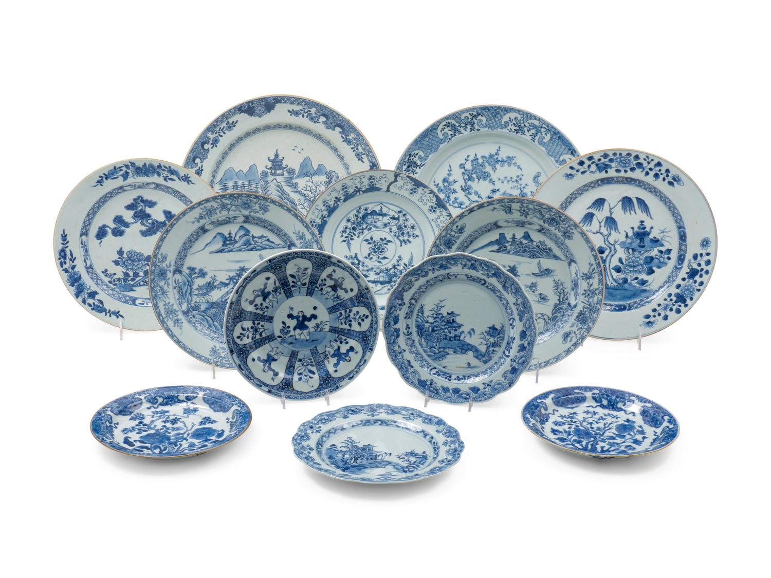 A Group of Twelve Chinese and Japanese Export Blue and White Porcelain Plates