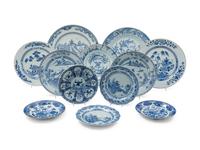 A Group of Twelve Chinese and Japanese Export Blue and White Porcelain Plates