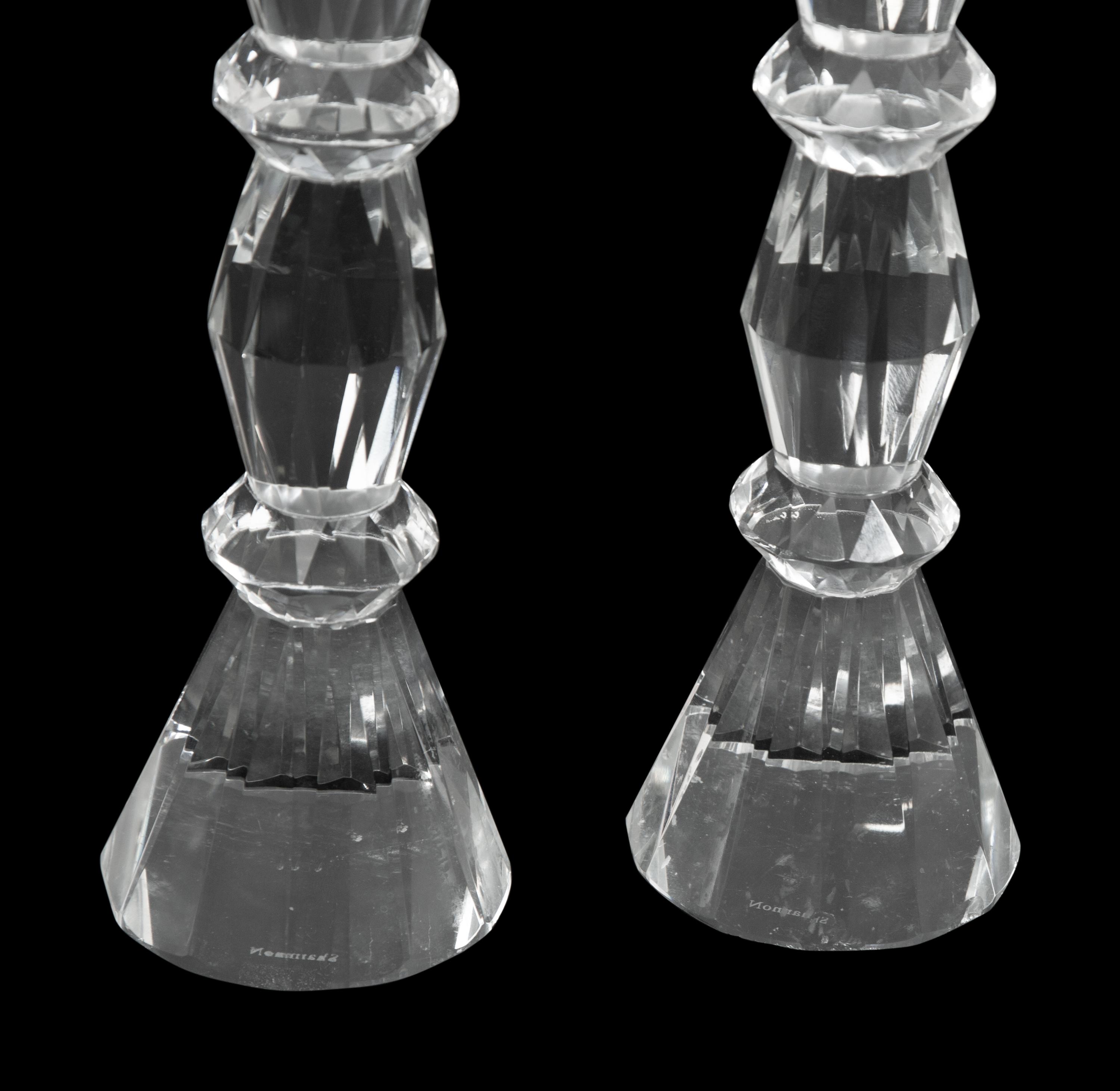 Six Cut Crystal Candlesticks