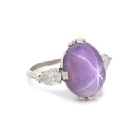 CARTIER, PURPLE COLOR CHANGE STAR SAPPHIRE AND DIAMOND RING