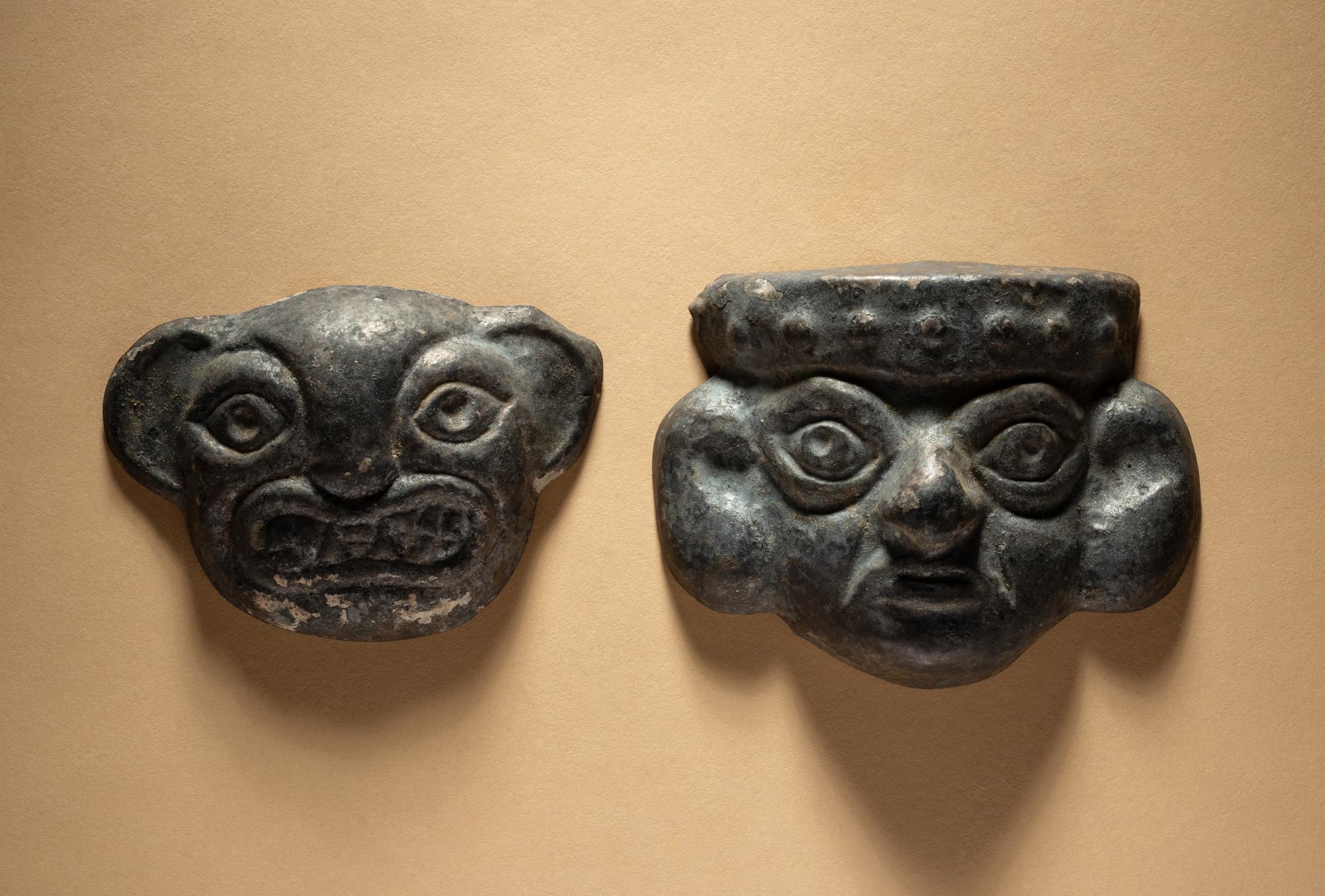 Two Moche Copper Masks