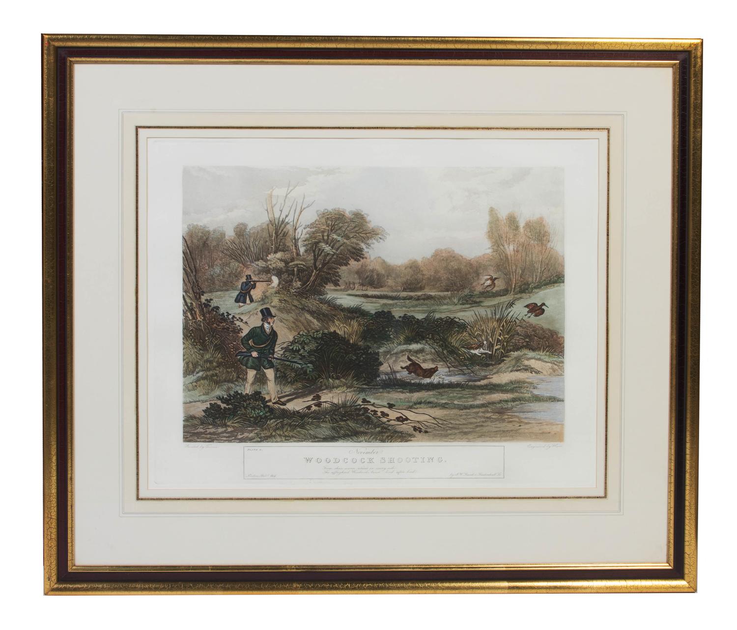 Six English Handcolored Engravings, AFTER FRANCIS CALCRAFT TURNER (BRITISH, C. 1782-1846), Height 17 3/4 x width 22 1/2 inches (visible — AFTER FRANCIS CALCRAFT TURNER (BRITISH, C. 1782-1846),