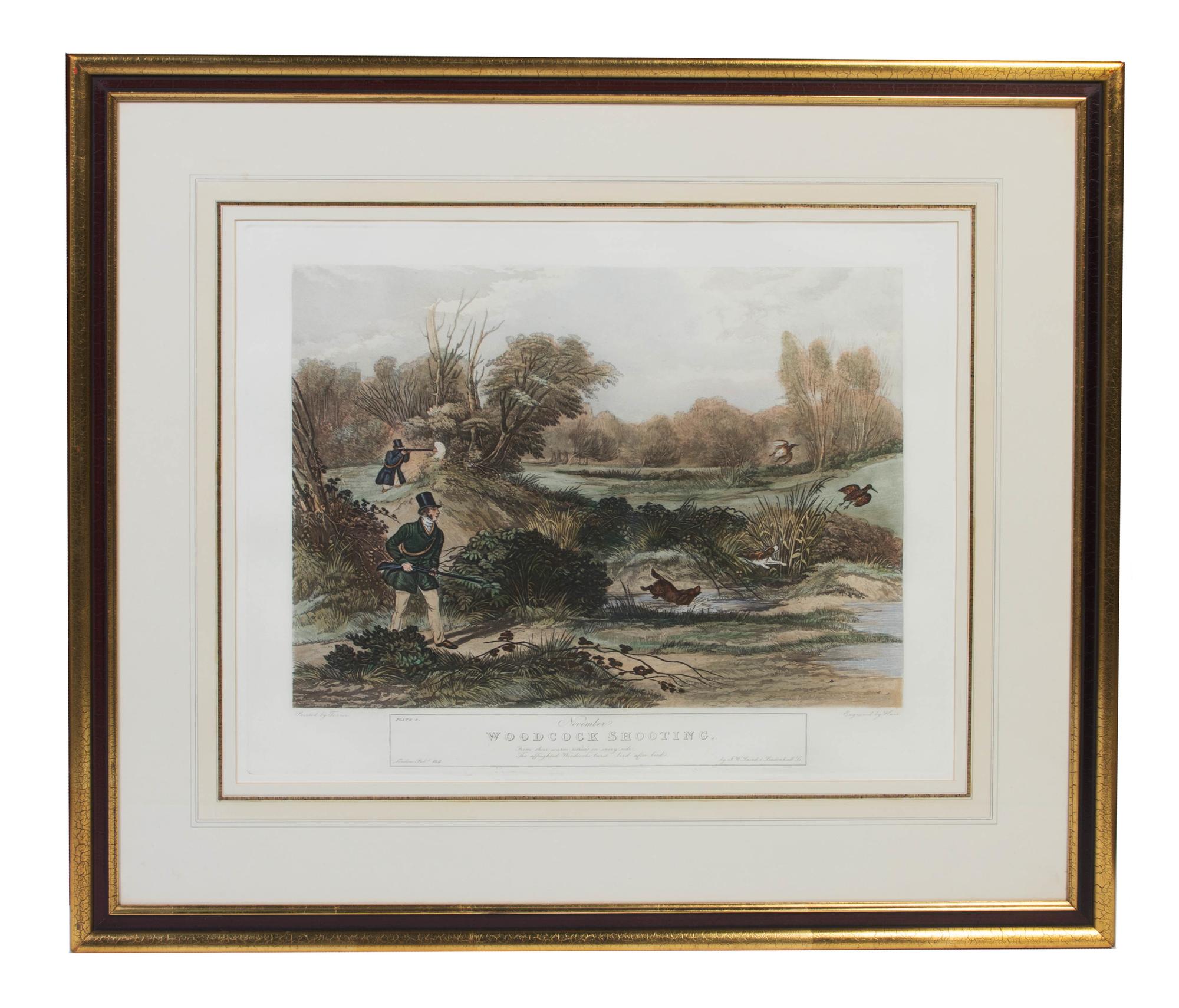 Six English Handcolored Engravings, AFTER FRANCIS CALCRAFT TURNER (BRITISH, C. 1782-1846), Height 17 3/4 x width 22 1/2 inches (visible — AFTER FRANCIS CALCRAFT TURNER (BRITISH, C. 1782-1846),