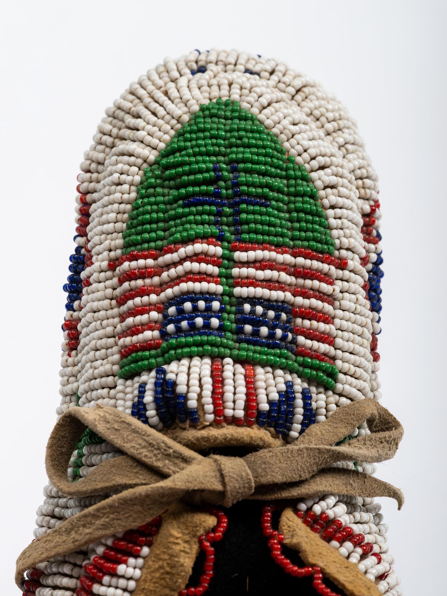 Sioux Child's Fully Beaded Hide Moccasins, with American Flags