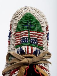 Sioux Child's Fully Beaded Hide Moccasins, with American Flags